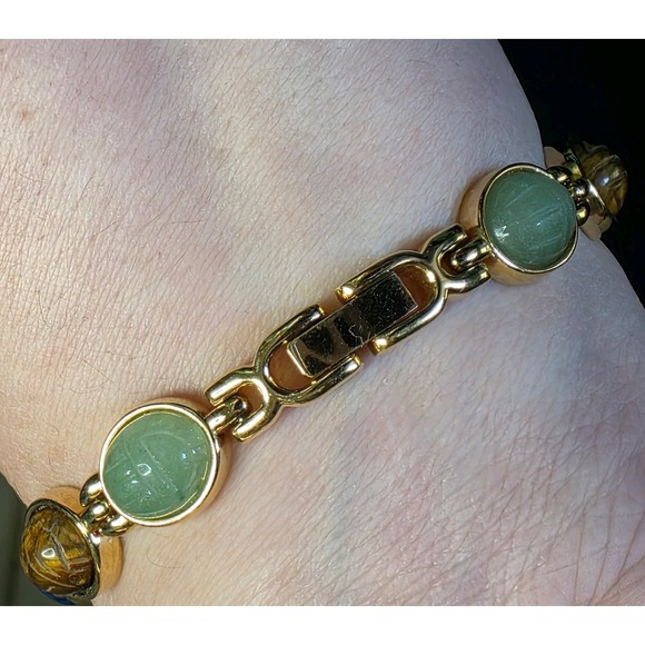 Egyptian Revival Scarab Watch Multi-Stone Mother Of Pearl Small 6in Petite Wrist main image 10
